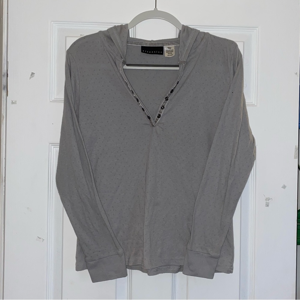 grey long sleeve with hood